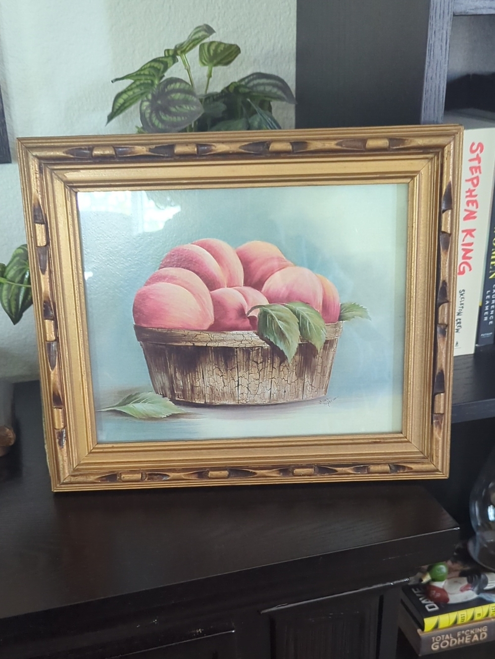 Framed Still Life Peach Print - Gold Frame